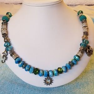 NWT Handmade Necklace Beach Blue Swarovski